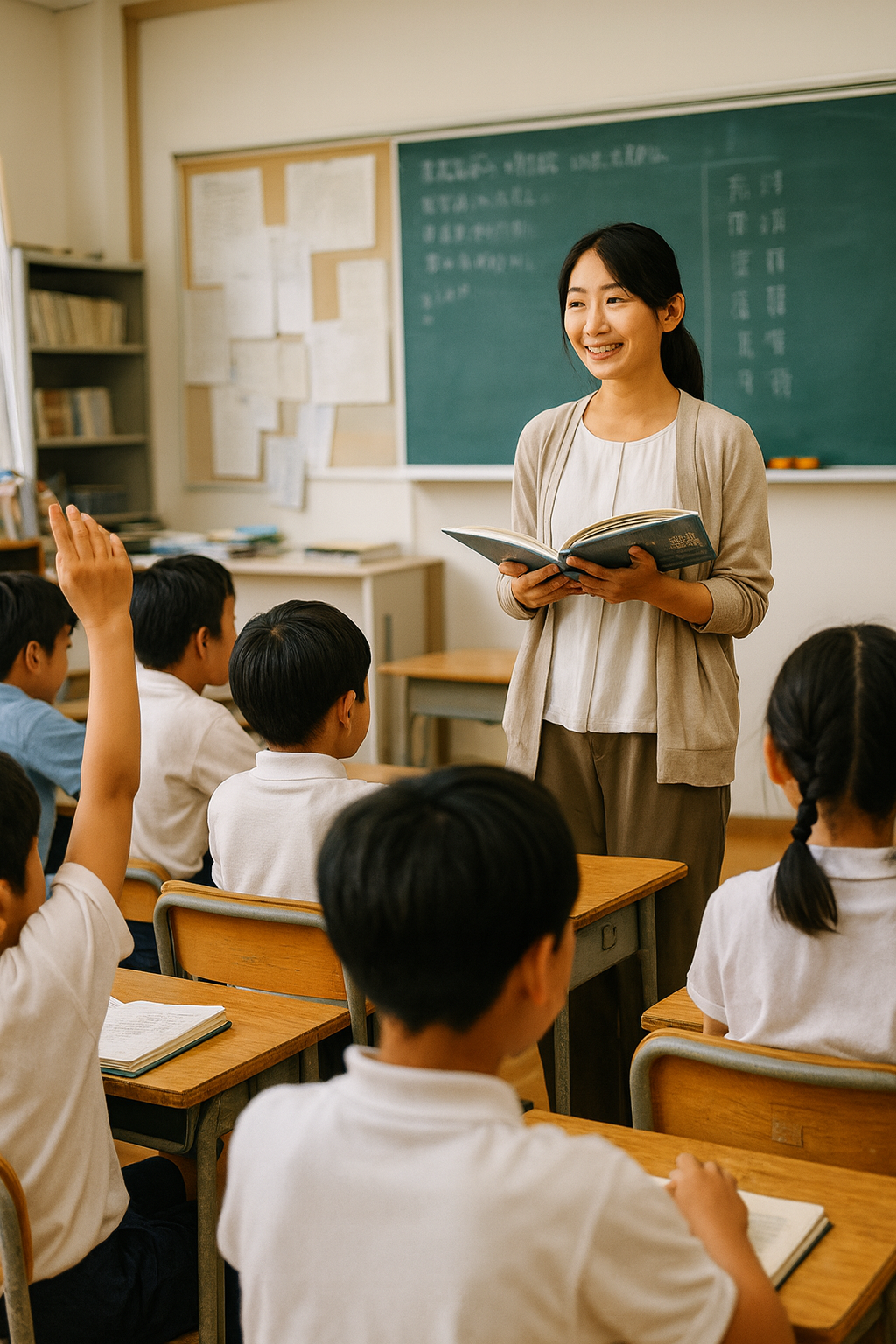 Japanese teacher and students in classroom